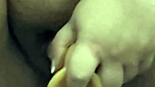 man, this chubby housewife is squirting hard on her dildo...