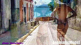 skinny goth slut majick topless slow motion public cemetery tease