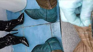 Pee Soaking Ankle Boots Dripping Wet Fetish