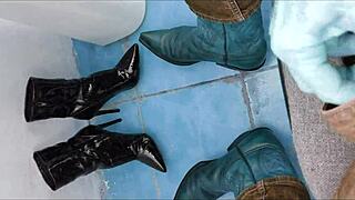 Pee Soaking Ankle Boots Dripping Wet Fetish