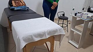 Doctor performs intense anal rectal exam with fingering close-up