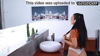 Claudia Bavel cheats as roommate's big cock stretches her latina milf pussy doggystyle in dorm