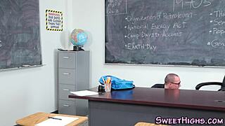 college milf teacher slurps coed cock for hot cum load