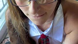 study buddy turns into four-on-the-floor blowjob surprise