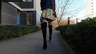 Cindy Sweet Chick Flashes Skirt In First Public Upskirt Contest Game