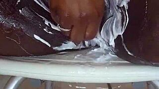 black milf shaves her wet pussy for intense orgasm play
