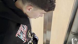 whoa they catch us banging in the elevator while yasmina khan rides my cock wild
