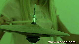 lesbea teen drum student squirms as pussy gets licked then drumstick fucked deep