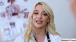 Lesbian doctor and milf passionately lick and finger young teen patient in hospital group session