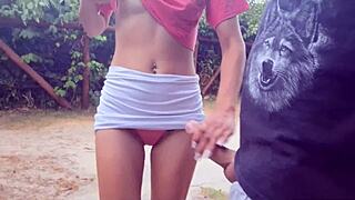 Risky Park Handjob For Stranger's Hard Cock!