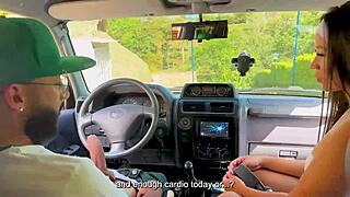 Latina picks up curvy brunette bends her over car fucks tight wet pussy doggystyle