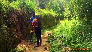 halloween turns hardcore with young ebony creampie doggystyle on road