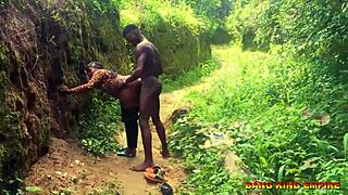 halloween turns hardcore with young ebony creampie doggystyle on road