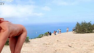 naked spanish flashes shaved pussy small tits public street