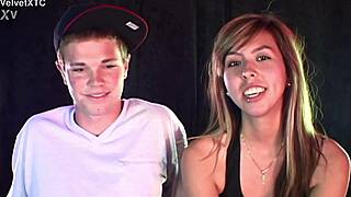 Cute blonde babe squirts wildly during barefoot interview