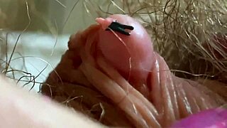 giantess hairy closeup: huge clit throbs over gaping asshole vagina