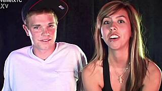 Cute blonde babe squirts wildly during barefoot interview