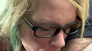 pretty hooker in glasses slurps sensual blowjob then swallows every cum drop 😍💦🍆