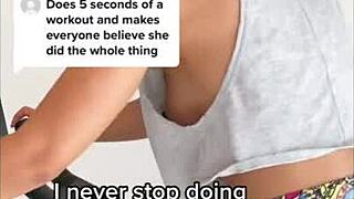 Why does her nipslip tease during intense workout session?