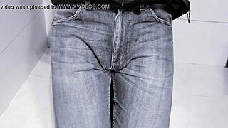 Peeing In Tight Jeans On Homemade Toilet Closeup