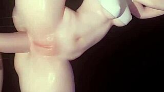 sexy goth widowmaker dances her bald pussy before d.va's big titty fuck compilation