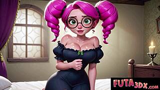 What if cute babe rode massive futa cock cowgirl in 3D hentai?