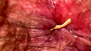 giantess hairy closeup: huge clit throbs over gaping asshole vagina