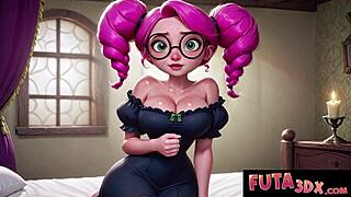 What if cute babe rode massive futa cock cowgirl in 3D hentai?