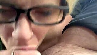 pretty hooker in glasses slurps sensual blowjob then swallows every cum drop 😍💦🍆