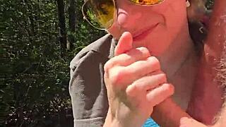 What if wife strokes husband outdoors in panties?