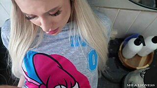 stepsis fucked doggystyle kitchen cum on tits while parents sleep next door