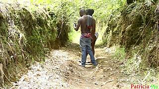 bbw aunty bends over for young bbc outdoor creampie doggystyle
