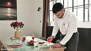 seductive babe martina smeraldi turns dinner date into wild dp threesome on bed