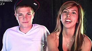 Cute blonde babe squirts wildly during barefoot interview