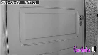 Hidden cam catches busty stepmom with bikini tan lines tidying house