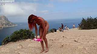 naked spanish flashes shaved pussy small tits public street