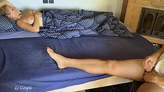 blonde milf spots roommate jerking monster cock and gets super horny?