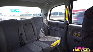 Busty blonde cougar creampied in white leggings on fake taxi ride?