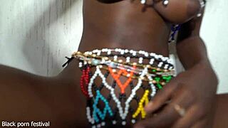 Stunning Skinny African Ranch Girl Squirts Hard in Solo Masturbation Session