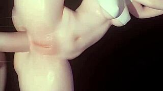 sexy goth widowmaker dances her bald pussy before d.va's big titty fuck compilation