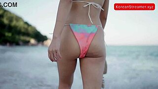 Sexy Asian Model Walks Beach in Tight Bikini ASMR Loop