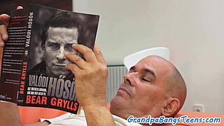 Sweet Tattooed Teen 18+ Swallows Grandpa's Thick Cumshot