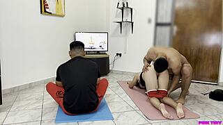 hey, wanna watch the yoga trainer pound my girlfriend's ass right in front of my dumb face?