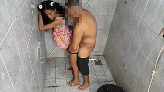 stepdad teaches horny bathroom sex to his latina teen