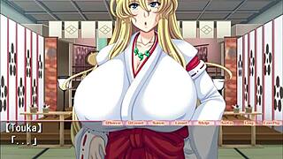 visual novel chichi miko plays out steamy hentai scenes