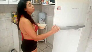 Sarah rosa's sexy kitchen lingerie tease