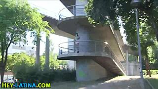Real latina teen slurps massive cock in heels
