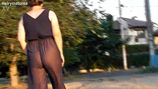 wanna see this hairy chubby mature flash pussy outdoors?