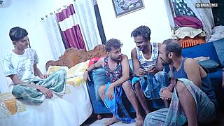 desi indian milf stepmom's big boobs gangbanged by stepsons with facial cumshots