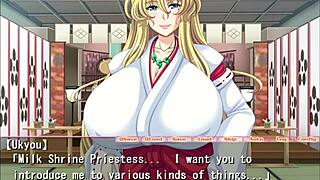 visual novel chichi miko plays out steamy hentai scenes